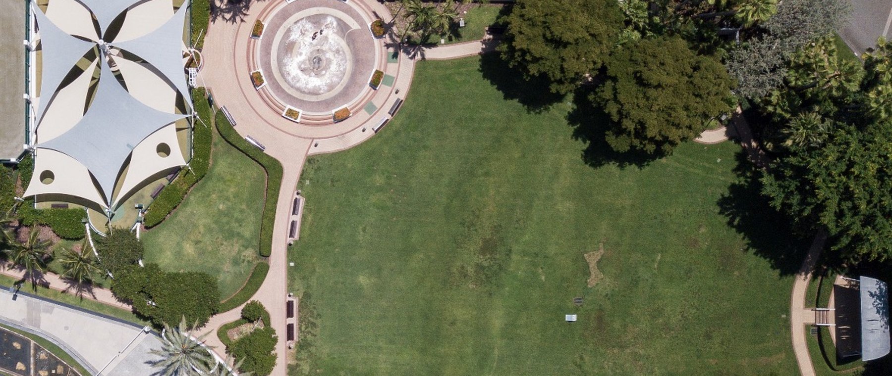 The park at the centre of Brickell Key, seen from above